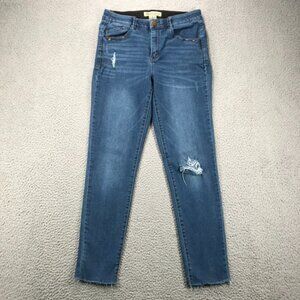DEMOCRACY Jeans Womens Size 6 Skinny Distressed Mid Rise Raw‎ Hem Stretch Denim
